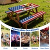 FIVZHH American Flag Picnic Table Cover with Bench Covers 6FT,