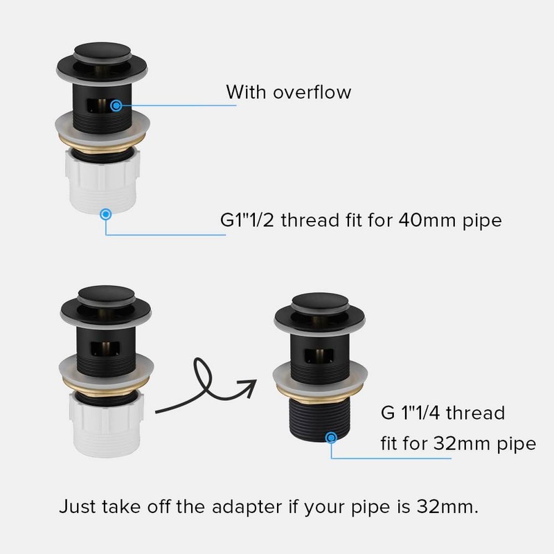 Decaura 32mm Overflow Bathroom Basin Push Pop Up Plug Waste