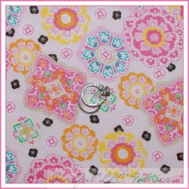 Unbranded BonEful Fabric FQ Cotton Quilt Pink Orange Baby Flower Lace GIRL Bohemian Print