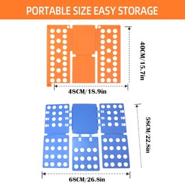 Manwetye 2 PCS Clothes Folding Board for Kid and Adult,T Shirt Folder Laundry Organizer Easy and Fast for Home Organization Clothes Folding Board(Orange and Blue)