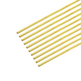sourcing map Brass Rod,Brass Solid Round Rod 1.5mm/0.06inch Diameter 350mm Length Lathe Bar Stock for RC Model DIY Craft Pack of 10