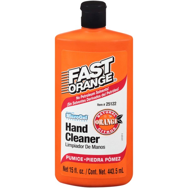 Permatex Fast Orange 25122 Pumice Lotion, Heavy Duty Hand Cleaner, Natural Citrus Scent, Waterless Cleaner For Mechanics, Strong Grease Fighter, 15 oz