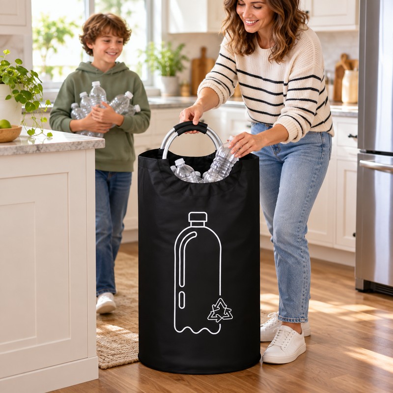 82L Recycling Bin for Empty Bottle Storage – Foldable Waterproof