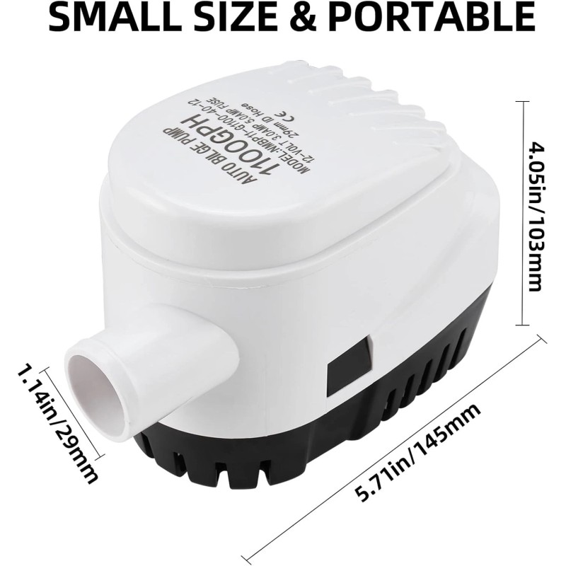 Amarine Made 12V 1100 GPH Automatic Submersible Bilge Pump w/