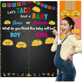 Haooryx Taco Gender Reveal Poster Party Game with 40Pcs Voting Stickers, Cinco De Mayo Mexican Taco Bout a Baby Fiesta Señor or Señorita Gender Reveal Baby Shower Party Game Decorations Supplies