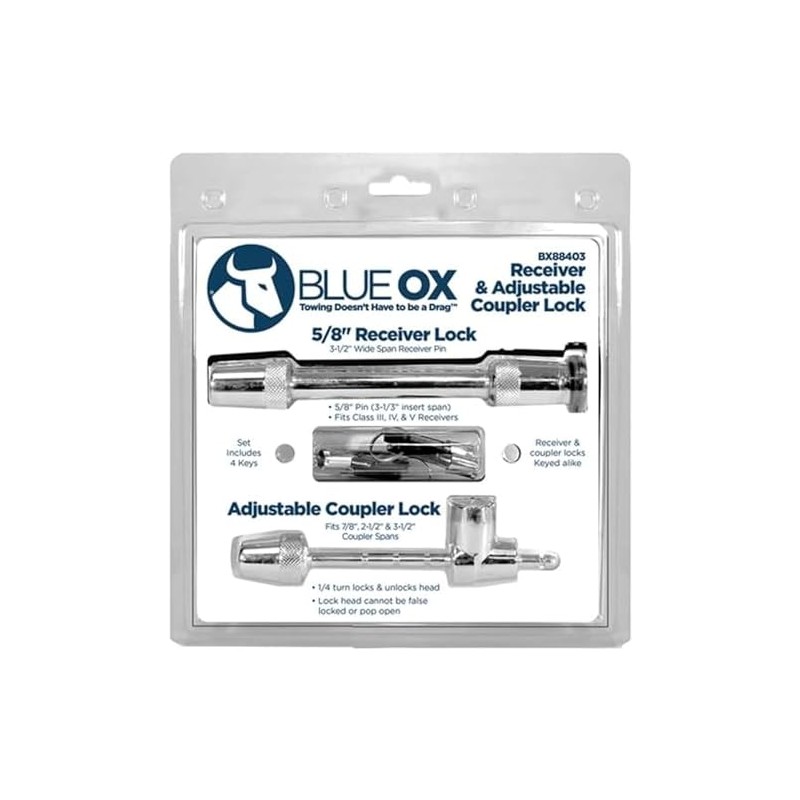Blue Ox BX88403 Pin Style Coupler Lock & 5/8″ Receiver