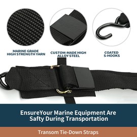Seamander Boat Tie Down Straps to Trailer- Marine Grade Transom Tie Downs 2inch x 48inch Adjustable Boat Trailer Straps for Boat, Jet Ski, & More