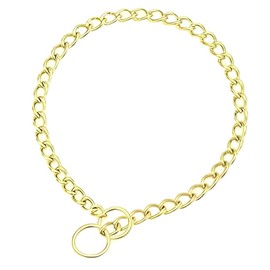 Metal Choke Chain Collars for Large Dogs Training Slip Link Choker Collar for Dogs Heavy Duty Martingale Collars for XXS XS Small Medium Large Breed Pets Boys Girls, Gold L