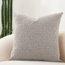 DOMVITUS Boucle Pillow Covers 20x20 Luxury Throw Pillow Covers Decorative Pillows for Bed Sofa Pillows for Living Room Accent Couch Pillows Soft Cushion Case, 1PC, Sand Grey