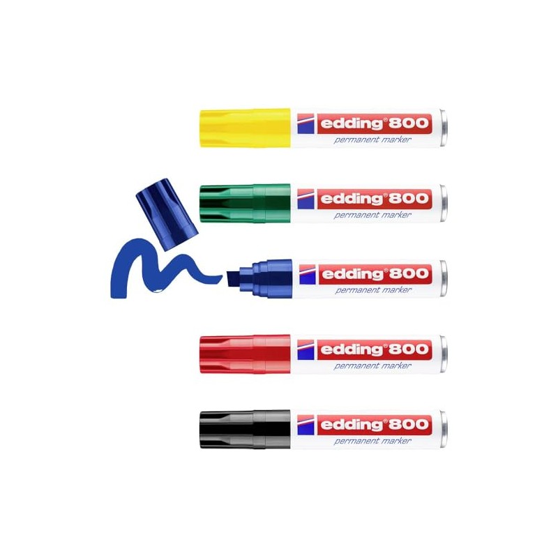 edding 800 Permanent Markers - Multicoloured - 5 Pens -