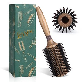 Cepillo Redondo para Secado con Secador, LORSEX Cepillo de Cabello con Cerdas de Jabalí para Mujeres y Hombres, Cepillo Redondo para Añadir Brillo/Vol