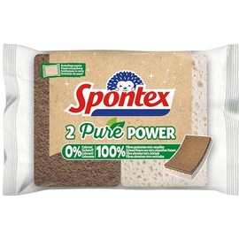 SPONTEX - Vegetable scouring Sponge - 2 sponges Without Colouring - Scouring Part Made of 100% Recycled Fibres - Effective and Durable