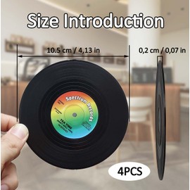 Soundzero Pack of 12 Retro Vinyl Record Coasters, Retro Coffee Coasters, Insulated Coffee Drinks Coasters, Retro CD Record Vinyl Coasters, for Coffee, Drinks, Table Protection