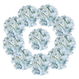 Lansdowns Silk Hydrangea Fake Flower 10pcs DIY Floral Artificial Flower with Stems for Wedding Office Shower Decor Hotel Banquet Home Decor (Lake Blue)