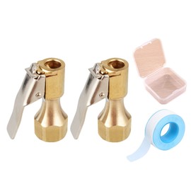 MAGIC MOTO 2 Pack Brass Tire Chuck, Open Flow Straight Lock-On Air Chuck with Clip for Inflator Gauge Compressor Accessories Tool for Vehicle