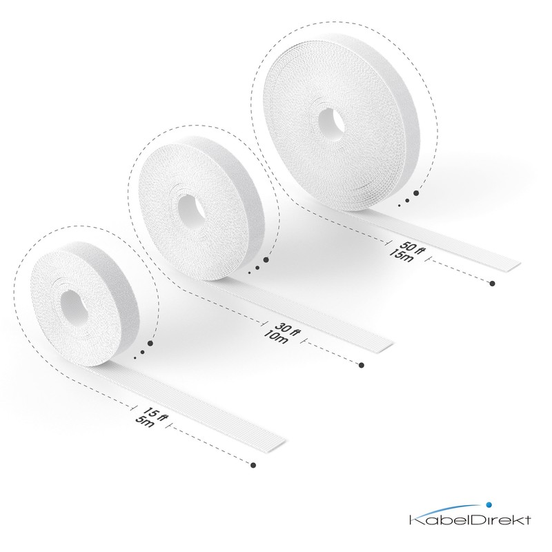 KabelDirekt – Hook and Loop Cable Ties – 10 m