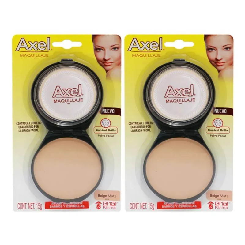 Pack 2 Maquillaje Axel Polvo Facial Control Beige Mate 15g