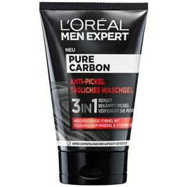 L'Oréal Men Expert Waschgel für das Gesicht, Anti-Pickel Gesichtsreinigung für Männer, Mit vulkanischem Mineral und Vitamin B3, Pure Carbon, 1 x 100 ml