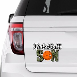 Football Son Sticker, Leopard Print Basketball Vinly Decal for Cars Laptops, Windows, Walls, Fridge, Toilet and More - Sport Theme Stickers 11in