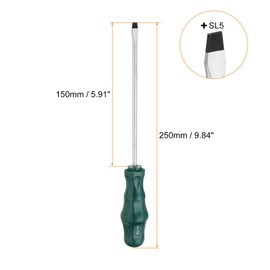 HARFINGTON SL5 Flat Head Screwdriver 9.8" Magnetic Slotted Screwdrivers 5.9" CR-V with Ergonomic Handle for DIY Repairing, Green