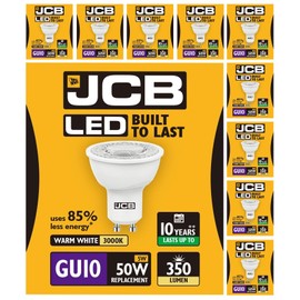 JCB 3w = 35w / 5w = 50w LED GU10 100deg 3000k (Warm) / 6500k (Daylight) ([10 Pack] 5w (50w), 3000k (Warm White))