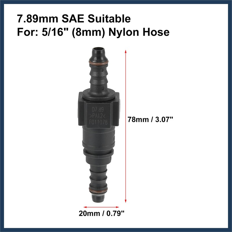 INFINAUTO 7.89mm SAE to 8mm Straight Fuel Hose Quick Release
