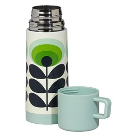 Orla Kiely Flask-70s Flower Oval, Brown/Green, 350mL Flask