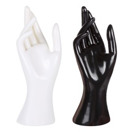 KKC HOME ACCENTS 2 Pcs Female Mannequin Hand Jewelry Display Holder Plastic Bracelet Necklace Ring Stand for Hand Chain, Finger Ring, Glove (Black & White)