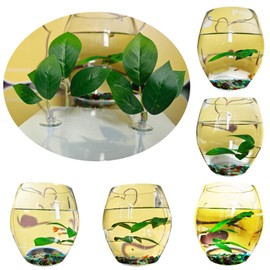 AncBace Fish Leaf Pad Fish Tank Accessories Aquarium Décor Simulating 3 pcs Adjustable Plastic Plants Betta Natural Habitat Playing Spawn Breed Rest Bed with Suction Cup Multi Leaf Design (3)