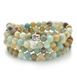 Buddha Charm Meditation Jewellery 108 Mala Prayer Beads Bracelet or Necklace, One size, Stone, No Gemstone