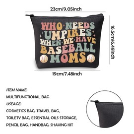 WCGXKO Baseball Gift Wavy Stacked Gift Who Needs Umpires When We Have Baseball Mama Zipper Pouch Makeup Bag (Have Baseball CA)