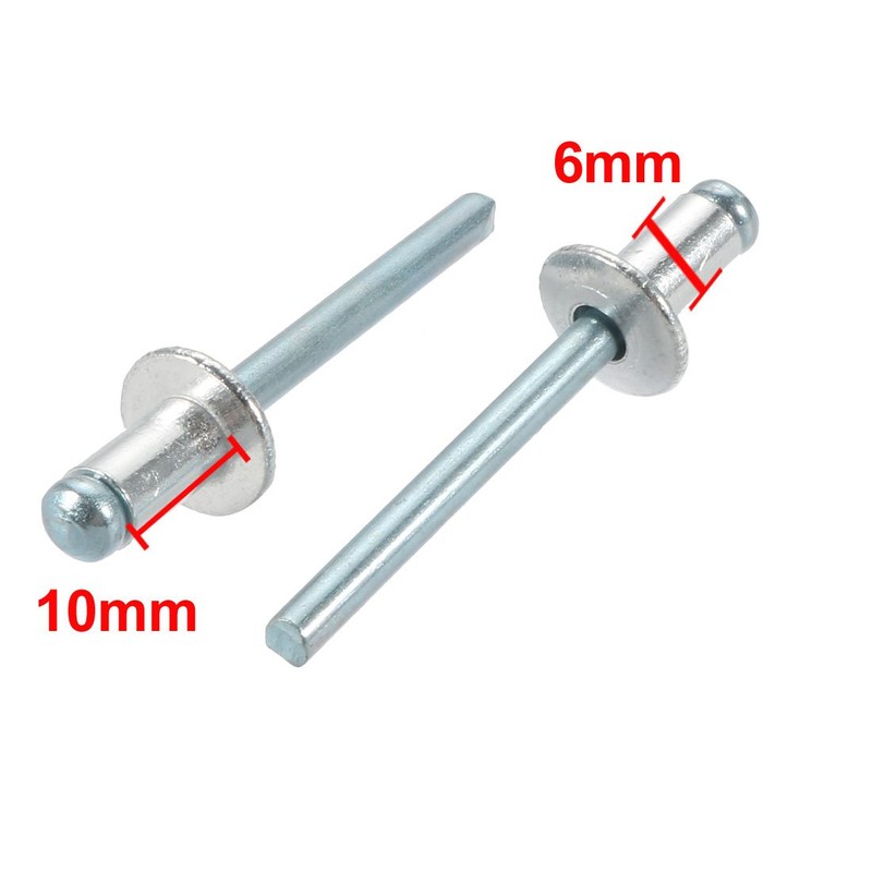 sourcing map Aluminium / Steel Open End Blind Rivets 6
