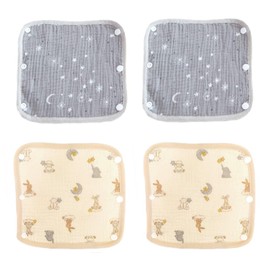 MILASIC Baby Drool Cover, C Type, Set of 4, Baby Carrier Cover, 100% Cotton, Washable, Baby Strap, Belt Cover, Multi Cover, Boys and Girls, Snap Button, Baby Seat, Stroller, Dirt, Spill Prevention,