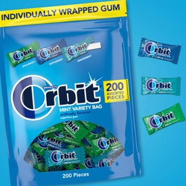 ORBIT Peppermint, Spearmint, & Wintermint Assorted Sugar Free Chewing Gum Bulk Pack, 13.4 oz 200-Piece Bag