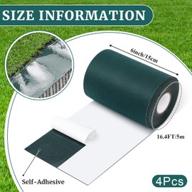 Gersoniel 4 Rolls 6 in x 16.5 ft Artificial Grass Turf Tape Self Adhesive Turf Seam Tape for Artificial Lawn Carpet Jointing, Indoor Outdoor Rug, Pet Grass Mat Connecting