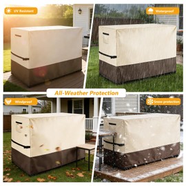 Outdoor Bar Table Set Cover, 84"L x 48"W x 48"H,Beige&Brown