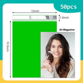 Vapulcio Poly Mailers 12x15.5 Inch 50 Pcs - Waterproof and Tear Resistant Shipping Bags for Small Businesses - Green Packaging Bags with Self-Sealing Closure - Polymailers, Mailing Envelopes