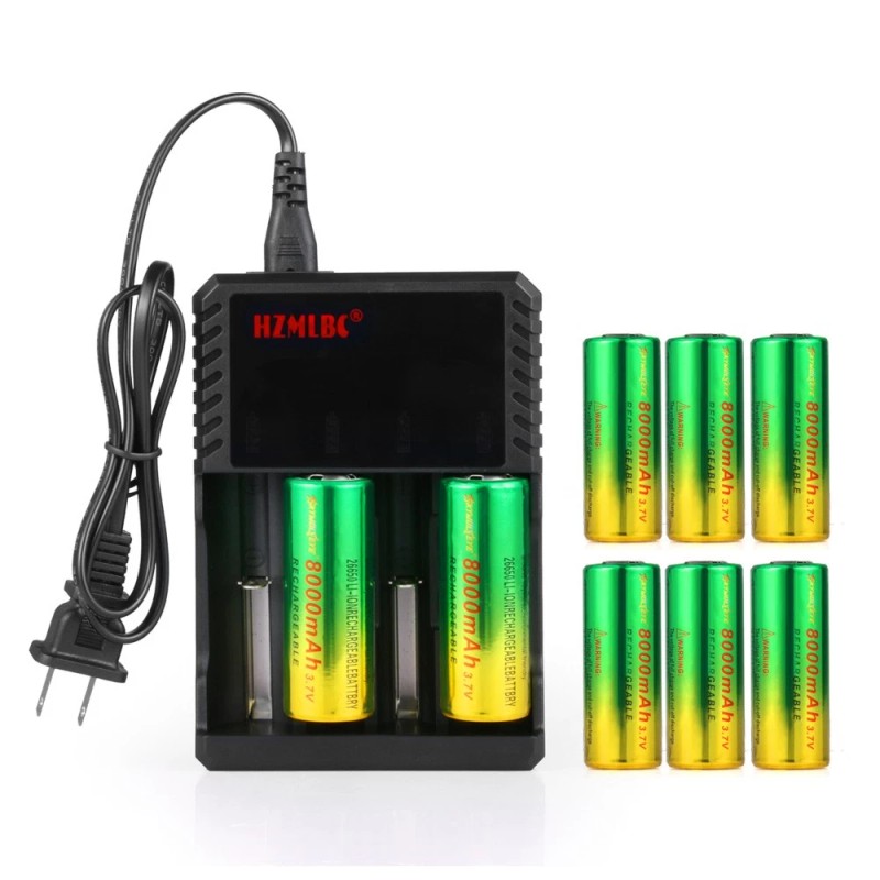 Skywolfeye 1pc Skywolfeye 26650 Battery 3.7V Li-ion Rechargeable Batteries Cell