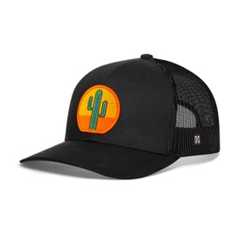 HAKA Cactus Sun Hat – Desert Trucker Hat for Men & Women, Adjustable Baseball Cap, Mesh Snapback, Outdoor Golf Hat - Black