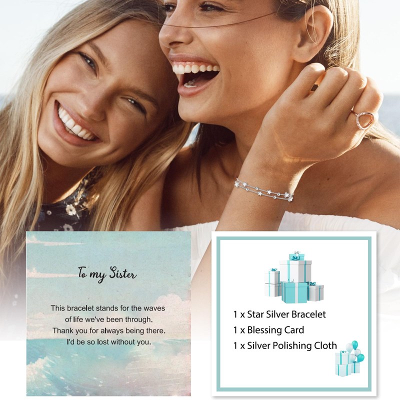 Tusuzik Sister Gifts Sister Bracelet Sister Birthday Gifts 925 Sterling