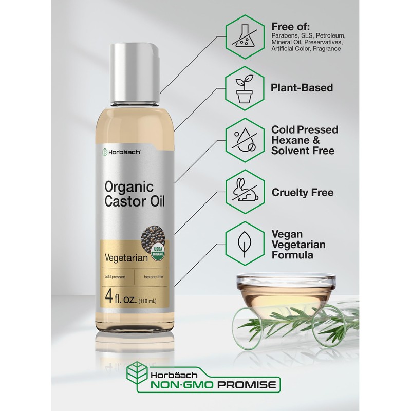 Horbäach Organic Castor Oil | 4 fl oz | Cold