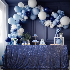 Eternal Beauty Sequin Tablecloth,Sparkly Table Cloth for Wedding Party, Christmas Decorations Rectangle Glitter Tablecloth (60"x120", Navy Blue)