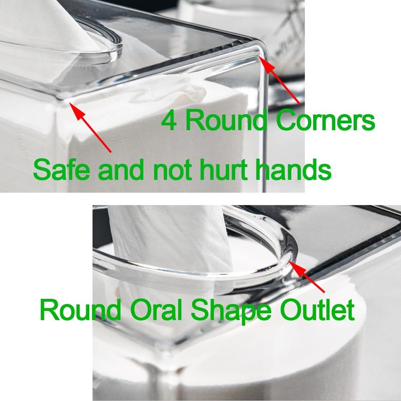 Square Clear Acrylic Tissue Box, Box Covers Rectangular, Bathroom Facial