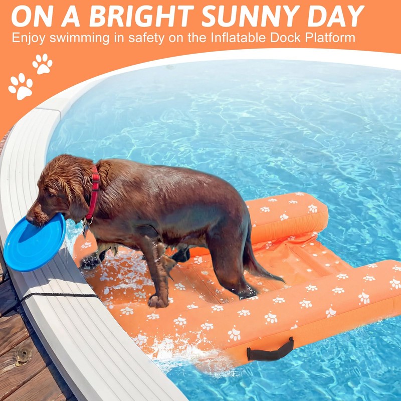 Halloscume Dog Inflatable Water Ramp for Pool Dock Lake, Foldable,