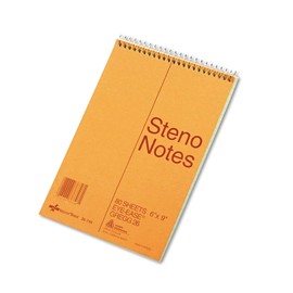 National Brand Standard Spiral Steno Book, Gregg Rule, 6 x 9, Green - 80 Sheets/Pad (Case Pack of 12)