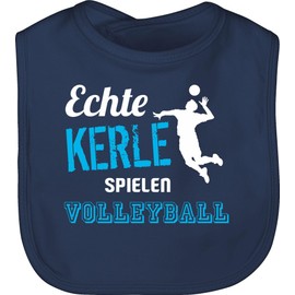 Shirtracer - Baby Bib - Sport & Exercise - Real Guys Play Volleyball, 1 Navy Blue