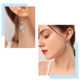 Sterling Silver Drop Earrings for Women, Silver Dangle Earrings with Cubic Zirconia │Linear Forever Love Hypoallergenic Earring for Sensitive Ears│Birthday Anniversary Christmas Jewellery Gift Silver