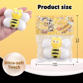 Anboor Animal Squishies Squeeze Toys, 3.5" Soft Kawaii Bee Squishies Stress Relief Sensory Toys for Kids and Adults, Novelty Fidget Toy