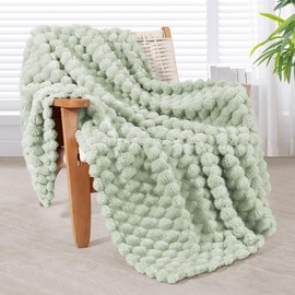 Whale Flotilla Throw Blanket for Couch with Expanded Stereoscopic Jacquard Pattern, Fuzzy Soft Cozy Exquisite Blankets or All Season, Warm and Fluffy, 50x60 Inch, Sage Green