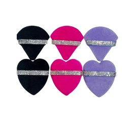 6pcs Rhinestone Powder Puffs, ButiFlora Wet & Dry Triangle & Heart-Shaped Rhinestone Puff for Makeup Setting/Concealer/Loose Powder/Foundation Makeup puffs (Dark Colors)